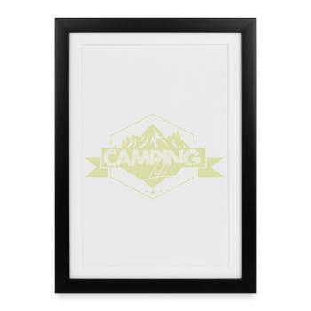 Mountain Camping Nature Panorama Badge - Framed poster (27 × 37 cm) - black - Front