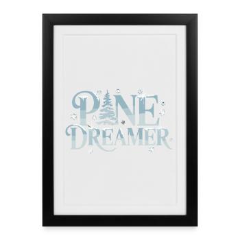 Forêt de sapins d’hiver Winterflakes de Pine Dreamer - Affiche encadrée (27 × 37 cm) - noir - Devant