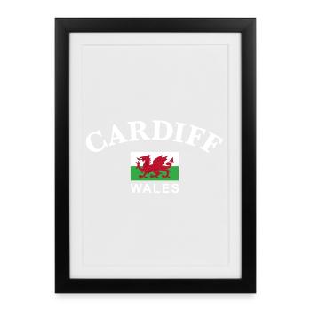 Cardiff, Pays de Galles - Affiche encadrée (27 × 37 cm) - noir - Devant