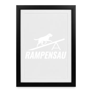 Real Ramp Pig Agility Dog Sport - Affiche encadrée (27 × 37 cm) - noir - Devant