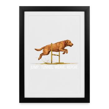 Répétition du tunnel de saut du Labrador Agility - Affiche encadrée (27 × 37 cm) - noir - Devant