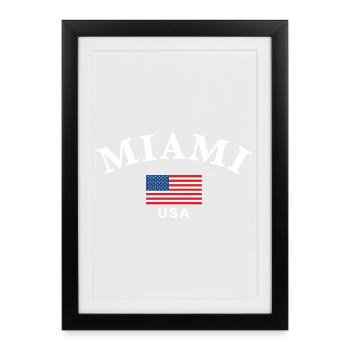 Miami, États-Unis - Affiche encadrée (27 × 37 cm) - noir - Devant