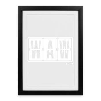 Warschau WAW, City Souvenir Socken, Tasche, Mug - Gerahmtes Poster (27 × 37 cm) - Schwarz - Vorne