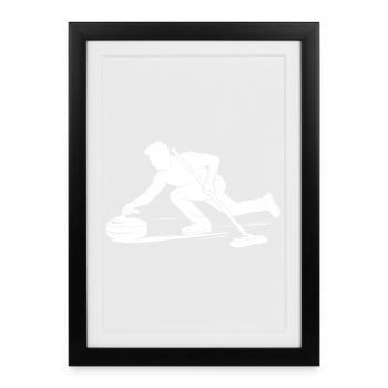 Curling Players Winter Sports Curling - Framed poster (27 × 37 cm) - black - Front