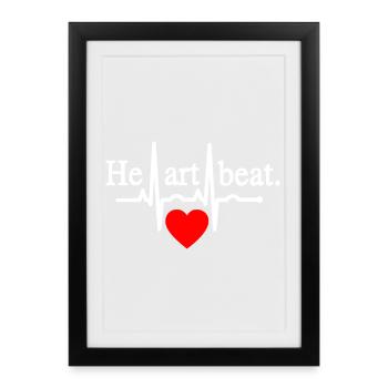 Battement de cœur - Blanc Rouge - Affiche encadrée (27 × 37 cm) - noir - Devant
