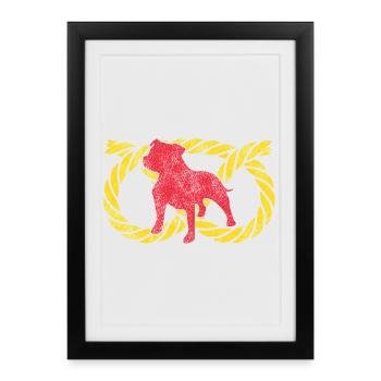 Staffordshire Bull Terrier Staffy Dog Symbol - Gerahmtes Poster (27 × 37 cm) - Schwarz - Vorne