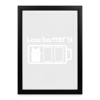 Low battery cat - Framed poster (27 × 37 cm) - black - Front