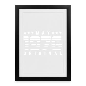 May 1976 Original Striped Vintage Geburtstag - Gerahmtes Poster (27 × 37 cm) - Schwarz - Vorne