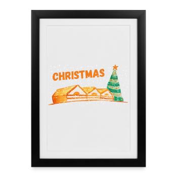 Village de Noël - Affiche encadrée (27 × 37 cm) - noir - Devant