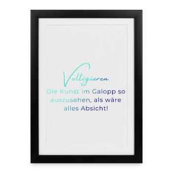 Voltigieren Galopp – Lustiger Spruch für Voltis - Gerahmtes Poster (27 × 37 cm) - Schwarz - Vorne