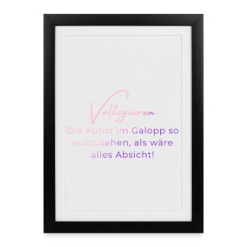 Voltigieren Galopp – Lustiger Spruch für Voltis - Gerahmtes Poster (27 × 37 cm) - Schwarz - Vorne