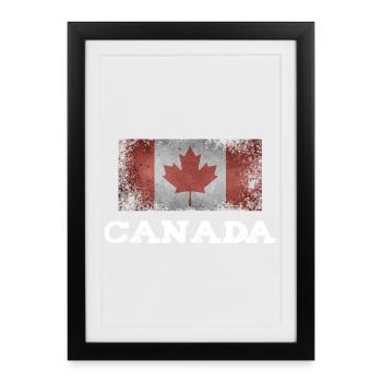 Canada Red Maple Flag Distressed Statement - Framed poster (27 × 37 cm) - black - Front