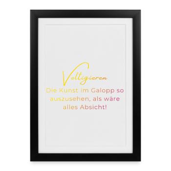 Voltigieren Galopp – Lustiger Spruch für Voltis - Gerahmtes Poster (27 × 37 cm) - Schwarz - Vorne