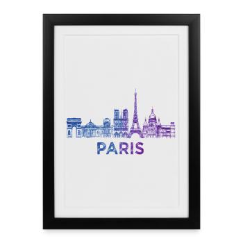 Croquis de la silhouette de Paris - Affiche encadrée (27 × 37 cm) - noir - Devant