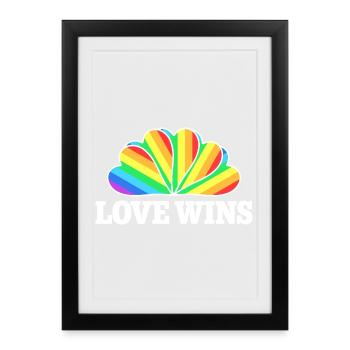Love Wins - Rainbow Statement Design - Affiche encadrée (27 × 37 cm) - noir - Devant