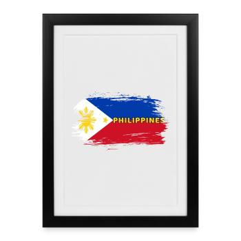 Philippines Drapeau / Cadeau Manille Filipino - Affiche encadrée (27 × 37 cm) - noir - Devant