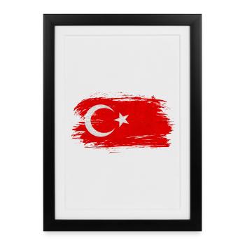 Drapeau de la Turquie / Cadeau Istanbul Izmir - Affiche encadrée (27 × 37 cm) - noir - Devant