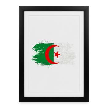 Algérie Drapeau vintage / Cadeau Alger - Affiche encadrée (27 × 37 cm) - noir - Devant