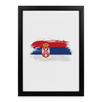 Drapeau vintage de la Serbie - Affiche encadrée (27 × 37 cm) - noir - Devant