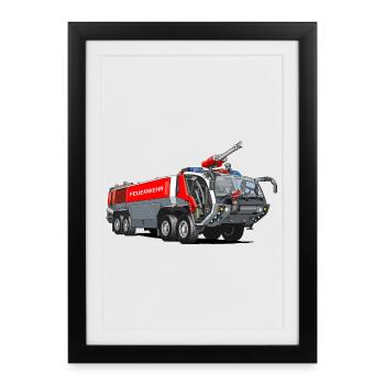 Feuerwehr mit Schaumkanone - Gerahmtes Poster (27 × 37 cm) - Schwarz - Vorne