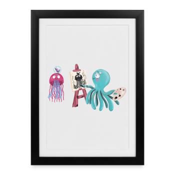 Squid Artist et Amis Design - Affiche encadrée (27 × 37 cm) - noir - Devant