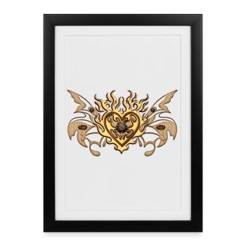 Wonderful heart, clocks and steampun gears - Framed poster (27 × 37 cm) - black - Front