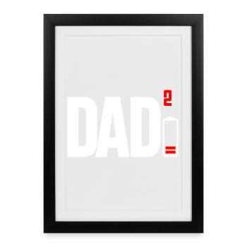 Papa Power Squared Batteriesymbol - Gerahmtes Poster (27 × 37 cm) - Schwarz - Vorne