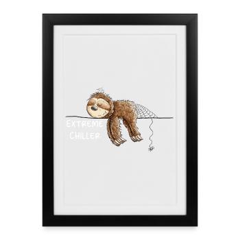 Extreme Chiller Sloth I Chill - Framed poster (27 × 37 cm) - black - Front