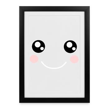 Kawaii, eyes, face - Framed poster (27 × 37 cm) - black - Front