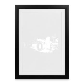 Formula Racing Illustration Icon Car Graphic - Affiche encadrée (27 × 37 cm) - noir - Devant