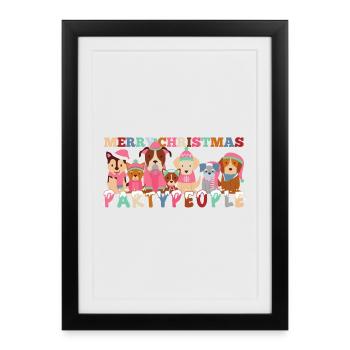 Merry Christmas Party People Dogs Gift - Framed poster (27 × 37 cm) - black - Front