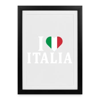 t-shirt I love Italy flag t-shirt idée cadeau - Affiche encadrée (27 × 37 cm) - noir - Devant