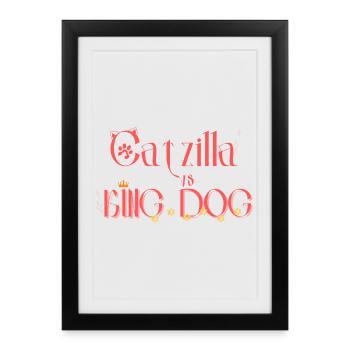 Catzilla vs Roi Chien - Affiche encadrée (27 × 37 cm) - noir - Devant