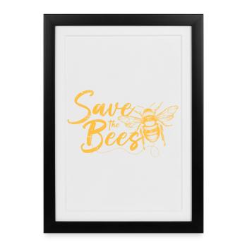 Conception artistique des abeilles Save the Bees - Affiche encadrée (27 × 37 cm) - noir - Devant