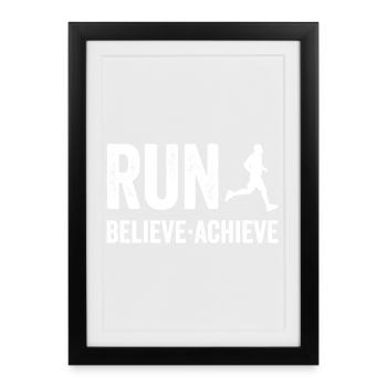 Marathon - Run. Believe. Achieve. - Framed poster (27 × 37 cm) - black - Front