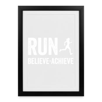 Marathon - Run. Believe. Achieve. - Framed poster (27 × 37 cm) - black - Front