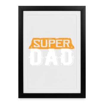 Super Dad Vintage Helden-Typo - Gerahmtes Poster (27 × 37 cm) - Schwarz - Vorne