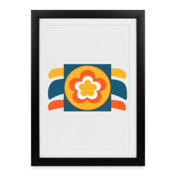 70s Flower Pattern Retro Hippie Festival - Framed poster (27 × 37 cm) - black - Front