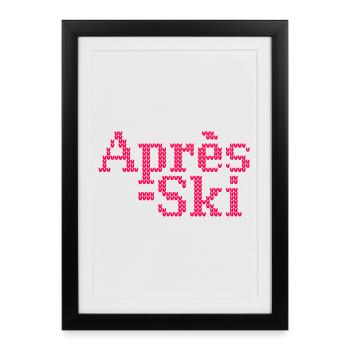 Après-ski tricot vacances de ski fête d’hiver vacances fan - Affiche encadrée (27 × 37 cm) - noir - Devant