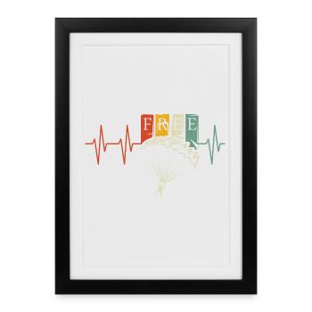 Pulsation Parachute Rétro Symbole de Battement de Coeur Jumper - Affiche encadrée (27 × 37 cm) - noir - Devant