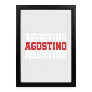 Agostino t-shirt stacked text gift t-shirt - Framed poster (27 × 37 cm) - black - Front