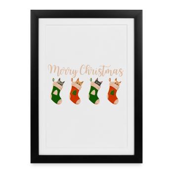 Merry Christmas - Cats for Christmas - Framed poster (27 × 37 cm) - black - Front