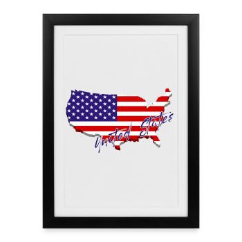 Map of the United States, American Pride - Framed poster (27 × 37 cm) - black - Front