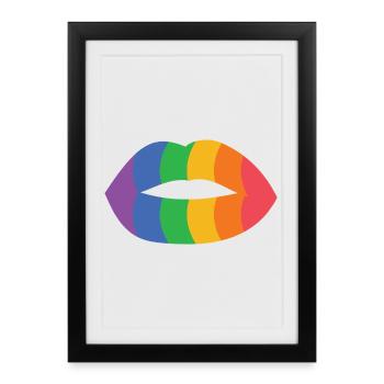 Rainbow Lips Art Print - Framed poster (27 × 37 cm) - black - Front