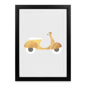 Scooter Or Luxe Italie Exclusif Rétro Vintage - Affiche encadrée (27 × 37 cm) - noir - Devant