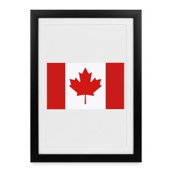 Drapeau du Canada à la feuille d’érable rouge - Affiche encadrée (27 × 37 cm) - noir - Devant