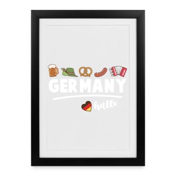 Germany Flag Beer Pretzel Sausage Germany - Framed poster (27 × 37 cm) - black - Front