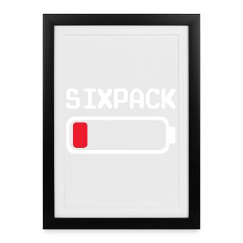Sixpack – Lustiges Outfit mit schwacher Batterie - Gerahmtes Poster (27 × 37 cm) - Schwarz - Vorne