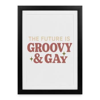 Groovy Pride Retro Égalité Queer Histoire - Affiche encadrée (27 × 37 cm) - noir - Devant