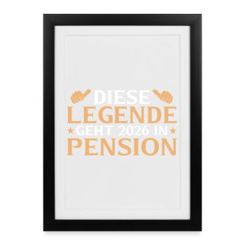 Retraité 2026 Légende à la retraite - Affiche encadrée (27 × 37 cm) - noir - Devant